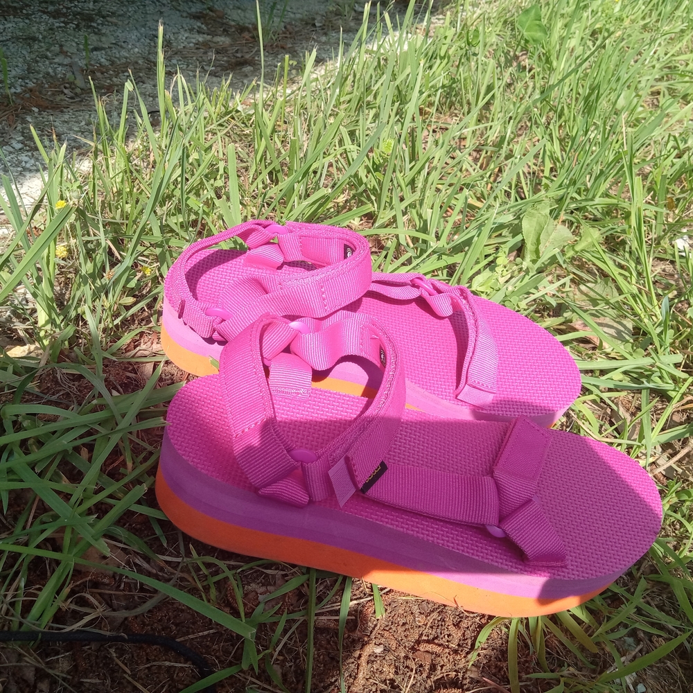 Teva Pink and Orange Platform Sandals